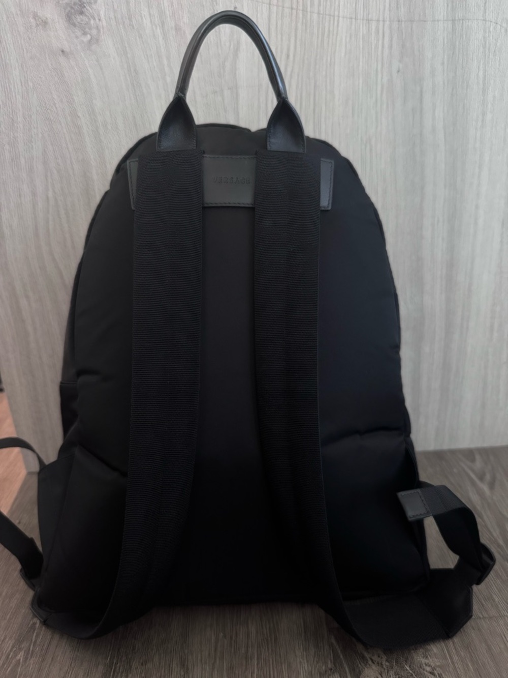 Versace Black Logo Embossed Backpack Panel - Picture 4 of 6